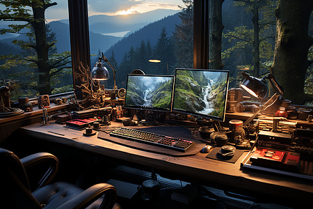 美丽景色的山中工作室图片