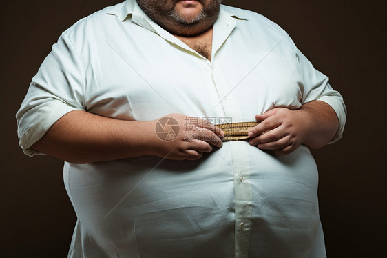 白色衬衫的胖男人图片