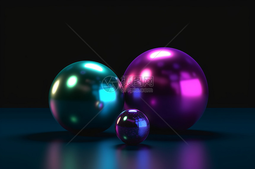 桌子上多彩的球体图片