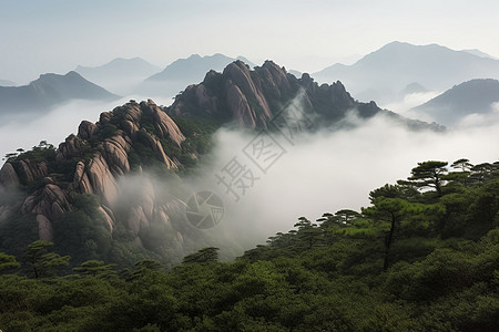 山脉中的浓雾图片