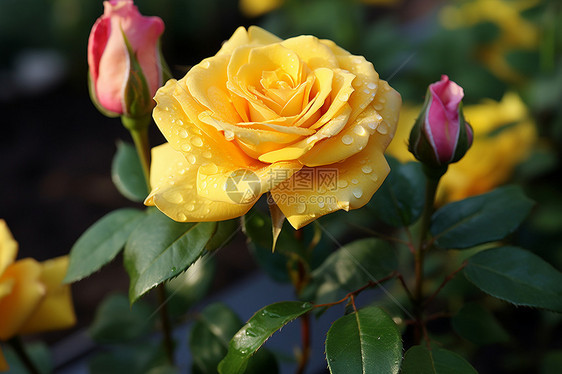 美丽的黄色玫瑰花图片