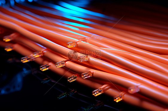 缠绕的光纤电缆数据图片