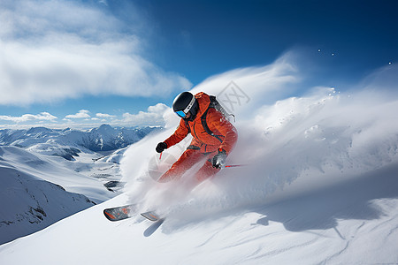 冬天在雪山滑雪的女性图片