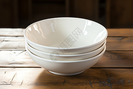 桌子上的白瓷碗背景图片
