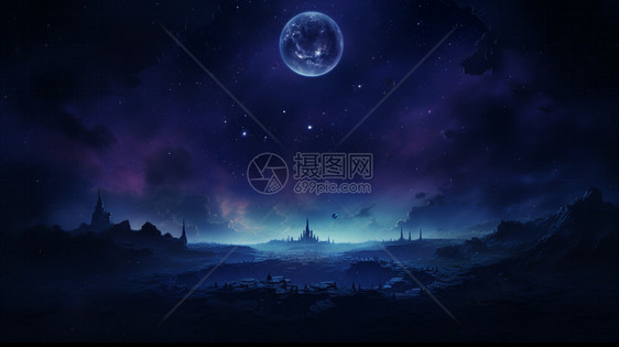 夜晚天空中的星星和星球图片