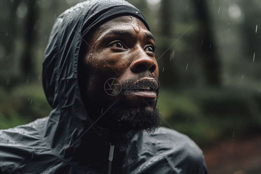 雨中奔跑的男子图片