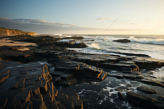 海边的岩石风景图片
