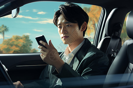 男子开车使用手机图片