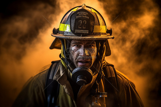 烟雾中的消防员图片