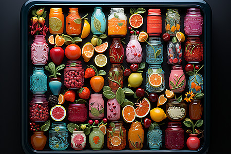 冰箱中的卡通水果蔬菜图片