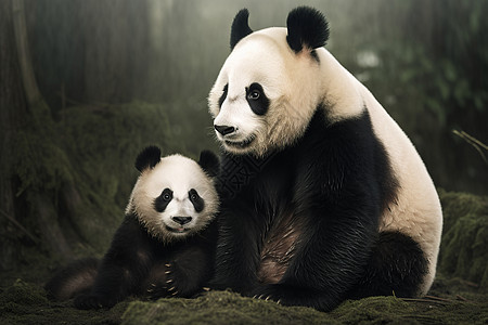 森林里面可爱的大熊猫图片