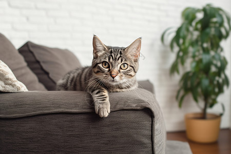 室内猫贴着的一只猫背景