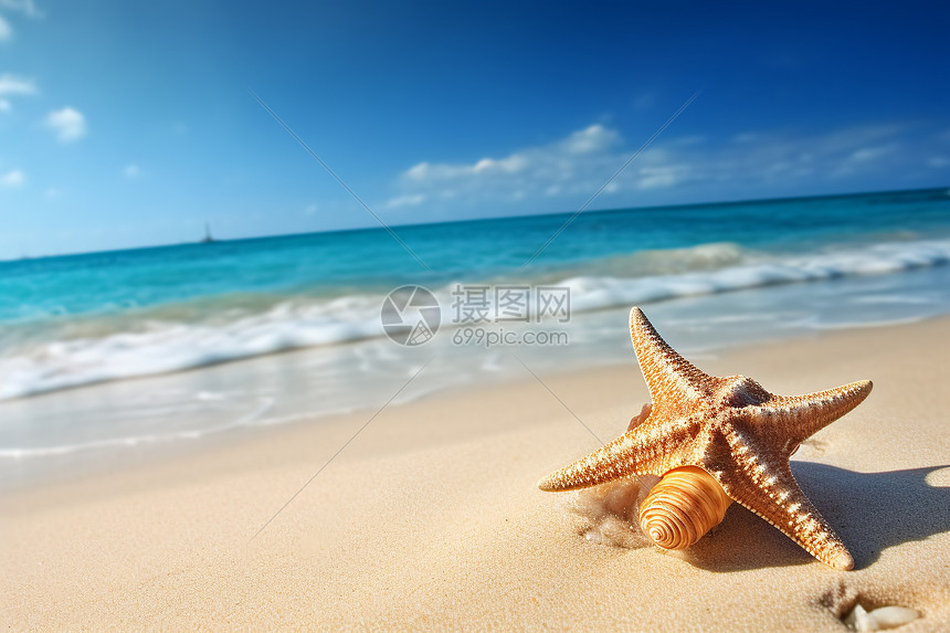 沙滩海星背景图片