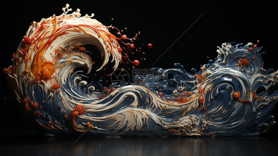 波涛汹涌的海浪绘画图片