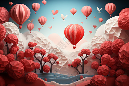 创建的浪漫热气球元素图片