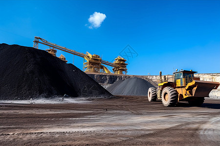 煤矿运输传送带煤炭高清图片
