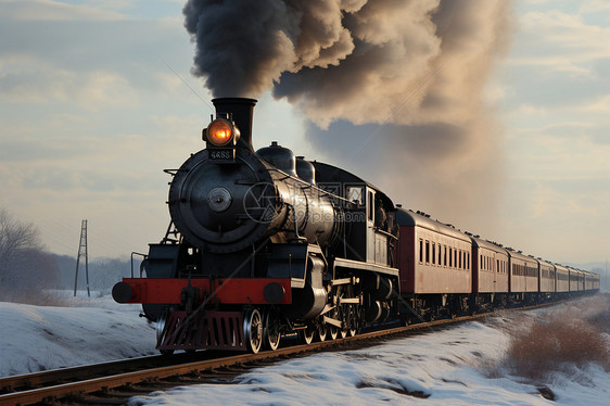 行驶的蒸汽火车图片