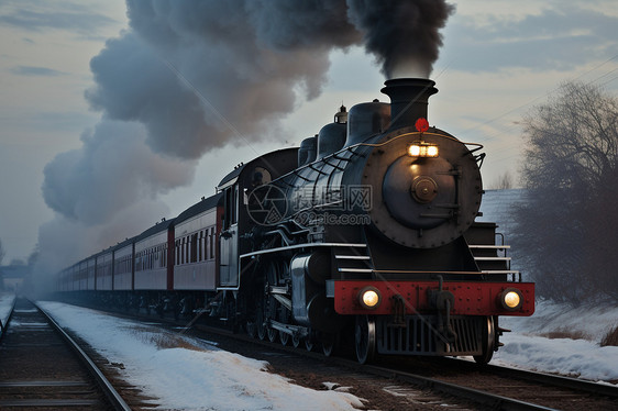 冬日蒸汽火车图片