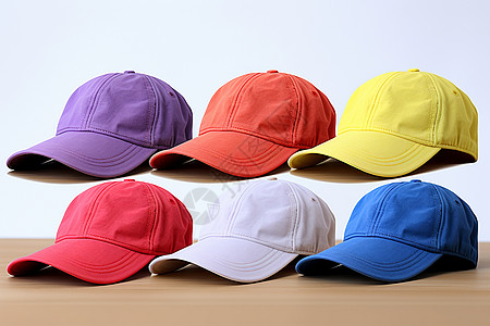 六顶不同颜色的帽子图片