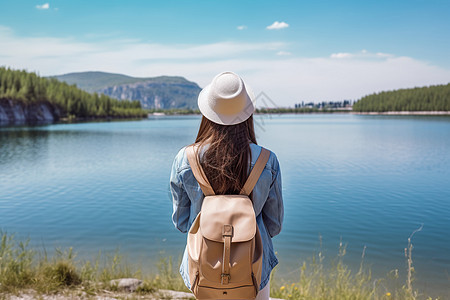 户外旅游的女子图片