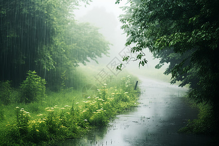 雨中的乡村图片