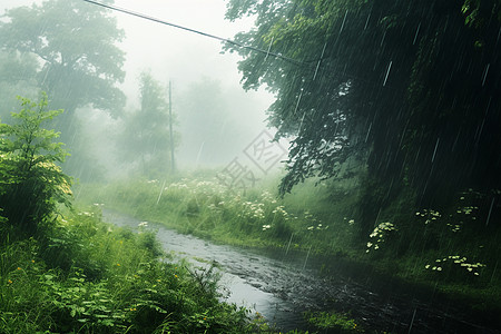 阴雨中的绿意图片