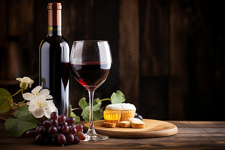 红葡萄酒与奶酪图片