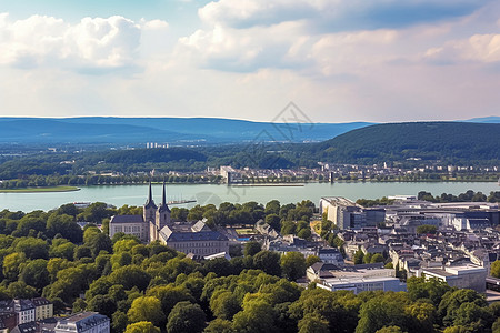 波恩鸟瞰图城市海德堡高清图片