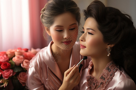 优美妆容的亚洲女人图片