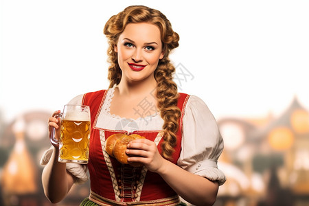 传统啤酒节的外国女士图片