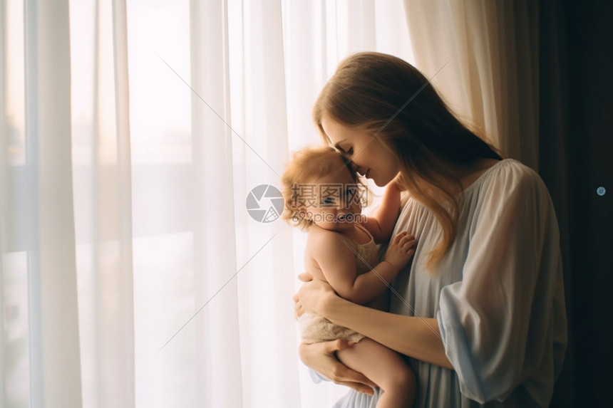 外国母亲接吻新生儿图片