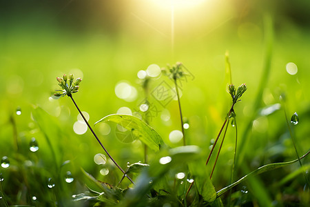 雨后鲜嫩的草地图片