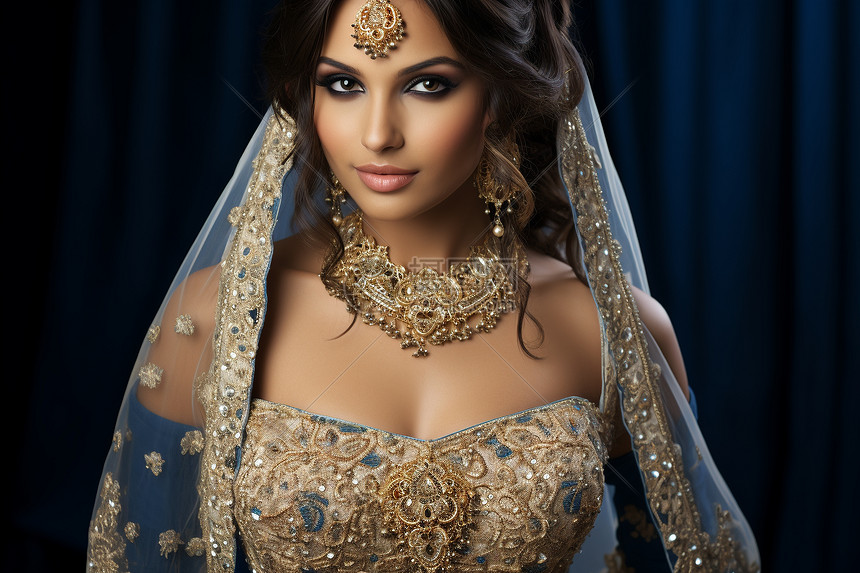 精致装扮的印度新娘图片