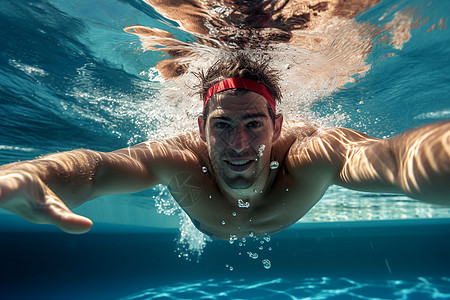 水下游泳的男子图片