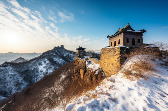 雪山之巅的建筑图片