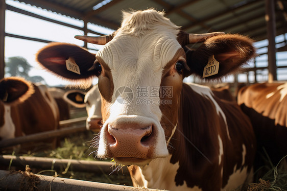 牛棚里面的奶牛图片