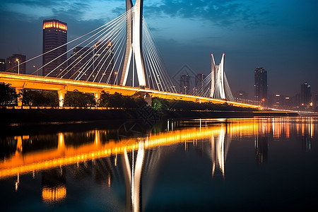 城市夜晚的桥梁图片