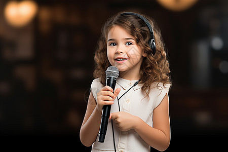舞台上唱歌的小女孩背景图片