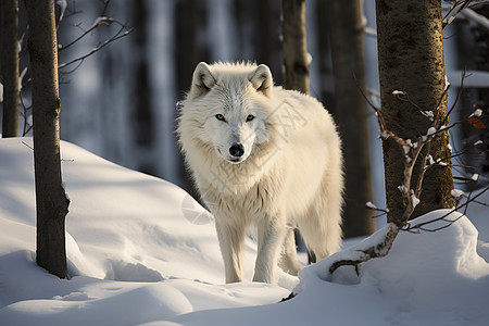 孤独的白狼图片