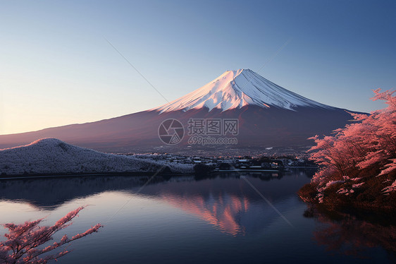 富士山的倒影图片