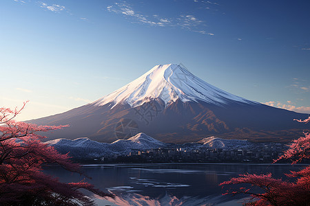 美丽自然风景富士山的自然风景背景