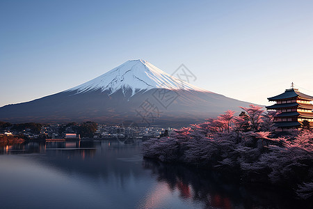 冬日的富士山背景图片