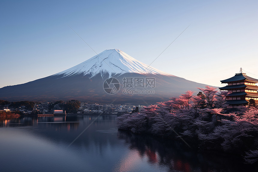 冬日的富士山图片