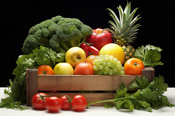 一箱新鲜的蔬果图片