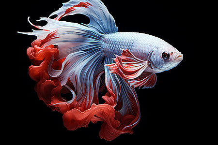 热带鱼缸中的红尾鱼图片