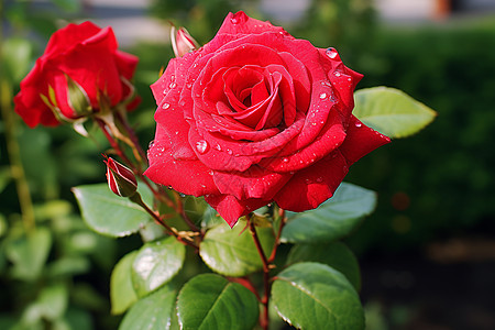 红玫瑰的微距照片图片