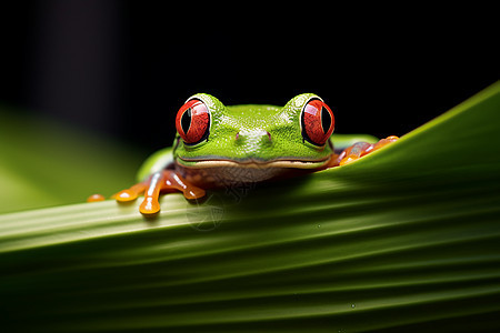 青蛙隐藏于绿叶间图片