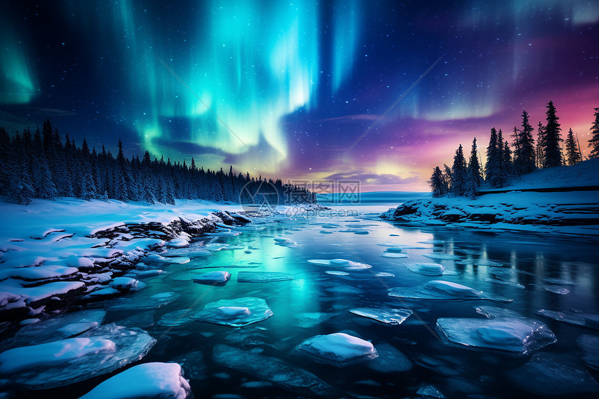 冰湖上的美丽景色图片