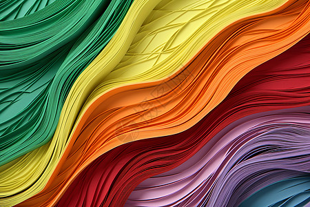 七彩波纹纸序的彩虹图片