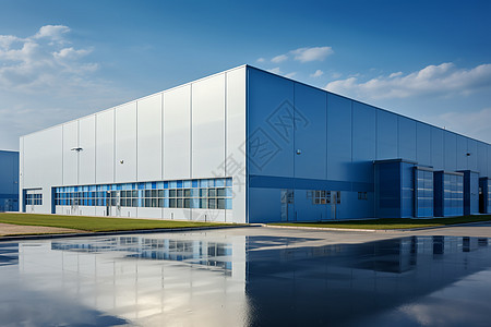 工业厂房蓝天下的车间背景
